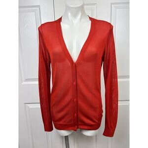 Uniqlo Women's Orange Light Cardigan Size Large NWT V-Neck Button Front